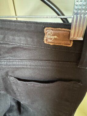 PAIGE JEANS BLACK COLOR SIZE 24 LOW RISE STRETCH STRAIGHT MADE IN USA